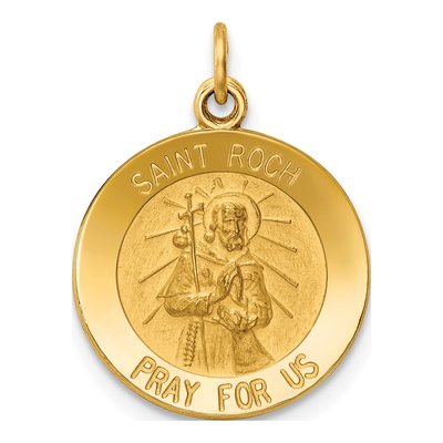 14K Yellow Gold Saint Roch Medal Charm