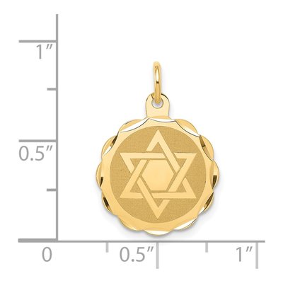 14K Yellow Gold Star of David Disc Pendant – view 5