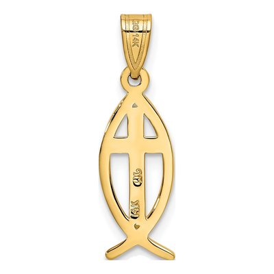 14K Yellow Gold Cross Ichthus Fish Pendant – view 5
