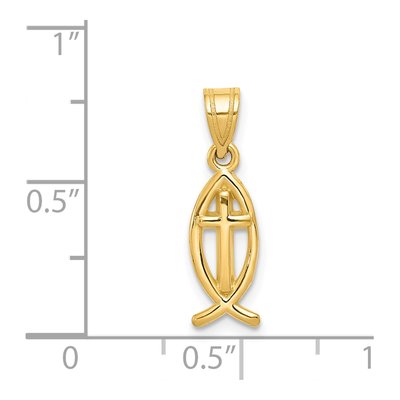 14K Yellow Gold Cross Ichthus Fish Pendant – view 4