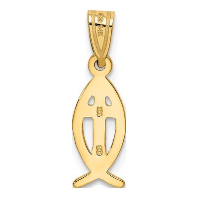 14K Yellow Gold Cross Ichthus Fish Pendant – view 5