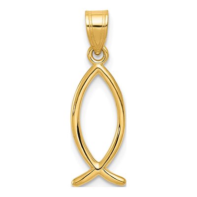 14K Yellow Gold Ichthus Fish Pendant
