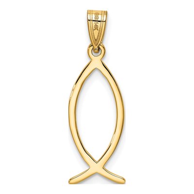 14K Yellow Gold Ichthus Fish Pendant – view 5