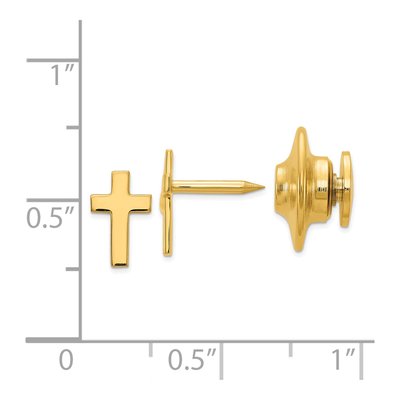 14K Yellow Gold Polished Cross Tie Tac for Men – view 4