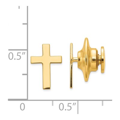 14K Yellow Gold Cross Tie Tac for Men – view 4