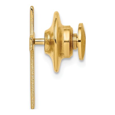 14K Yellow Gold Polished Cross Tie Tac for Men – view 3