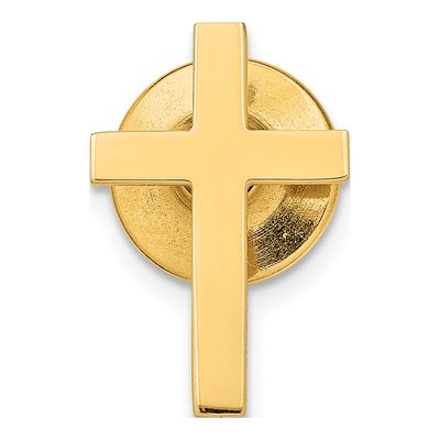 14K Yellow Gold Polished Cross Tie Tac for Men