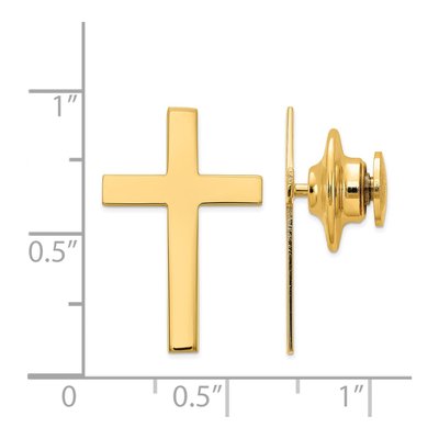 14K Yellow Gold Polished Cross Tie Tac for Men – view 4