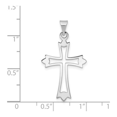 14K White Gold Budded Cross Pendant – view 4