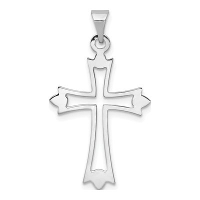 14K White Gold Budded Cross Pendant – view 5