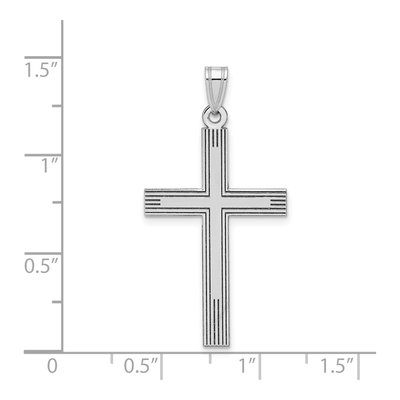 14K White Gold Laser-Etched Cross Pendant – view 4