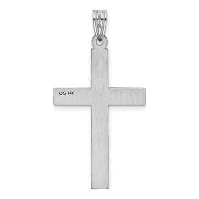 14K White Gold Laser-Etched Cross Pendant – view 5