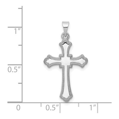 14K White Gold Budded Cross Pendant – view 4
