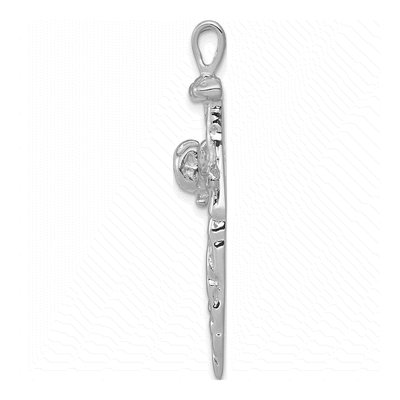14K White Gold Textured Nail Cross Charm – view 3