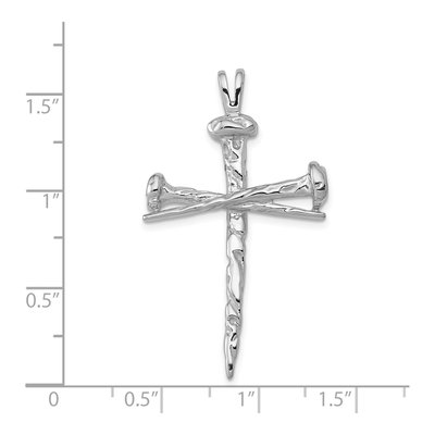 14K White Gold Textured Nail Cross Charm – view 4