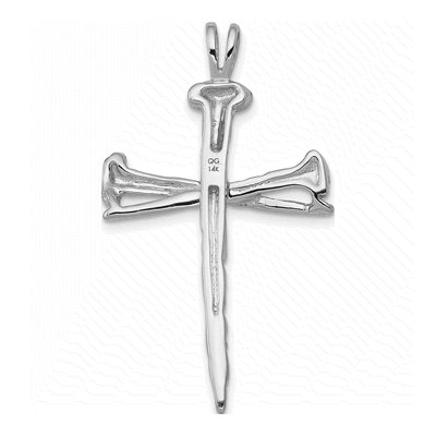 14K White Gold Textured Nail Cross Charm – view 5