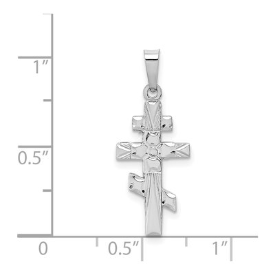 14K White Gold Eastern Orthodox Cross Charm – view 4