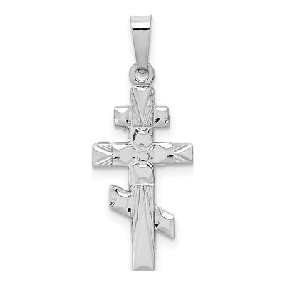 14K White Gold Eastern Orthodox Cross Charm