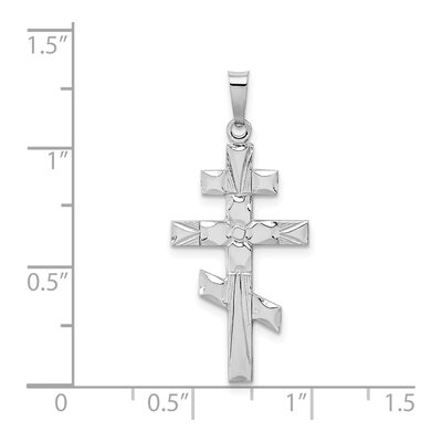 14K White Gold Eastern Orthodox Cross Pendant – view 4
