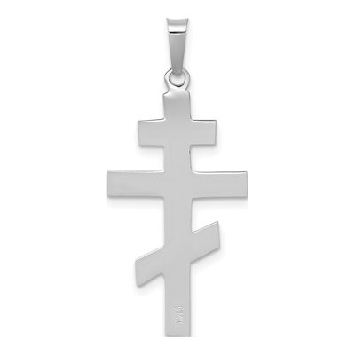 14K White Gold Eastern Orthodox Cross Pendant – view 5