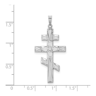14K White Gold Eastern Orthodox Cross Pendant – view 4