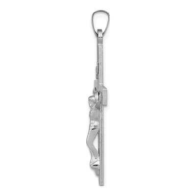 14K White Gold INRI Crucifix Pendant – view 3