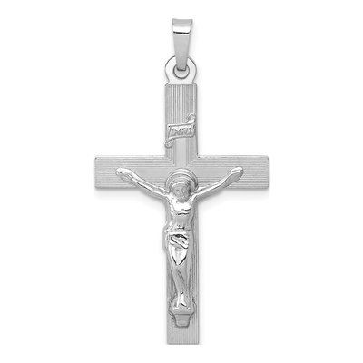 14K White Gold INRI Crucifix Pendant
