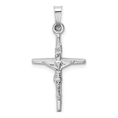 14K White Gold INRI Crucifix Pendant