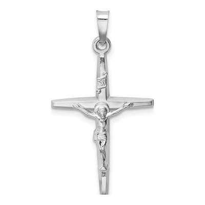 14K White Gold INRI Crucifix Pendant