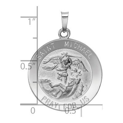 14K White Gold St Michael Medal Pendant – view 4