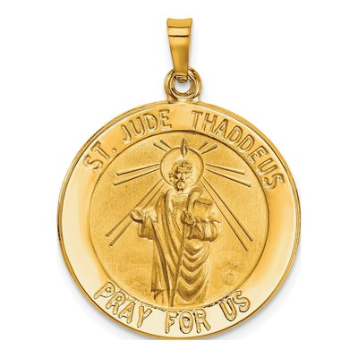 14K Yellow Gold Saint Jude Medal Pendant