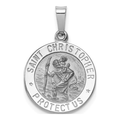14K White Gold Saint Christopher Medal Charm