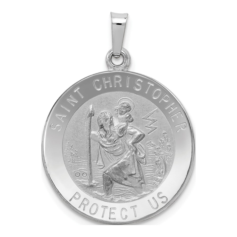 14K White Gold Saint Christopher Medal Pendant