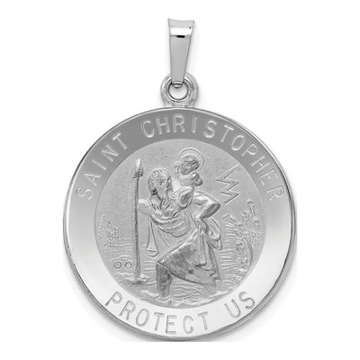 14K White Gold Saint Christopher Medal Pendant