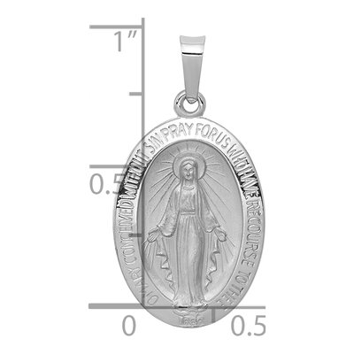 14K White Gold Miraculous Medal Pendant – view 4