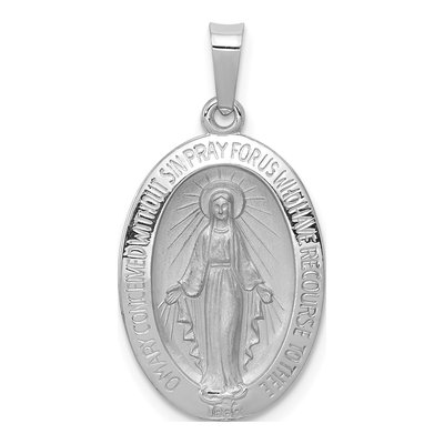 14K White Gold Miraculous Medal Pendant