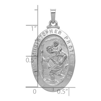 14K White Gold Saint Christopher Medal Pendant – view 4