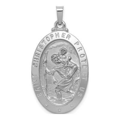 14K White Gold Saint Christopher Medal Pendant