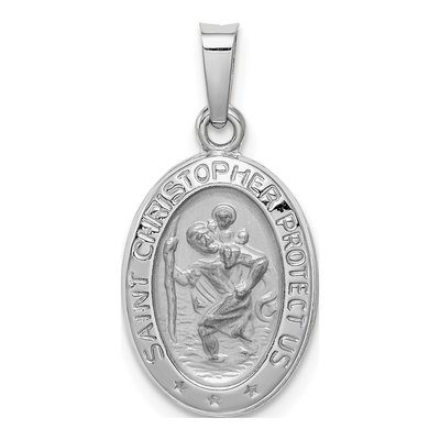 14K White Gold Saint Christopher Medal Charm