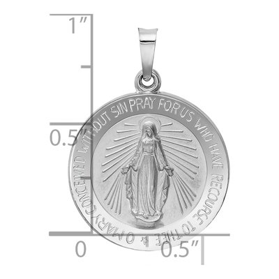 14K White Gold Miraculous Medal Round Pendant – view 4