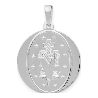 14K White Gold Miraculous Medal Round Pendant – view 5