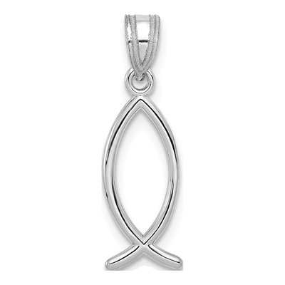 14K White Gold Ichthus Fish Pendant
