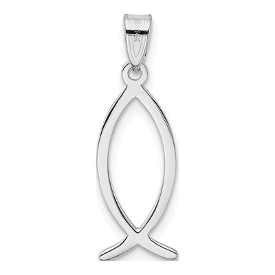 14K White Gold Ichthus Fish Pendant – view 5