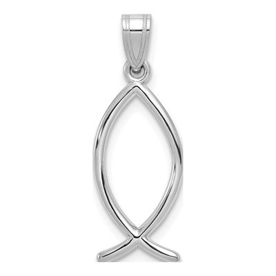 14K White Gold Ichthus Fish Pendant