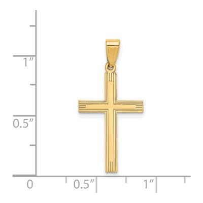 14K Yellow Gold Laser Etched Cross Charm – view 4