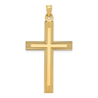 14K Yellow Gold Laser-Etched Cross Pendant