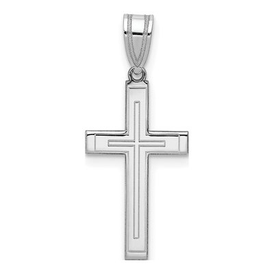 14K White Gold Cross Pendant