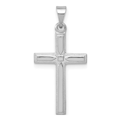 14K White Gold Hollow Cross Pendant