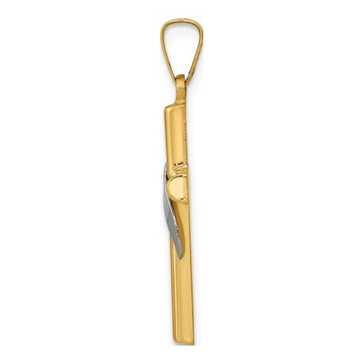 14K Two-Tone Gold Hollow Cross Drape Charm – view 3