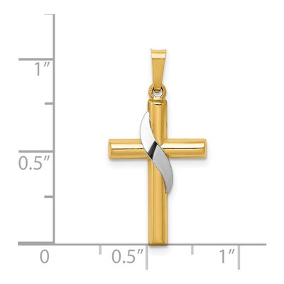14K Two-Tone Gold Hollow Cross Drape Charm – view 4